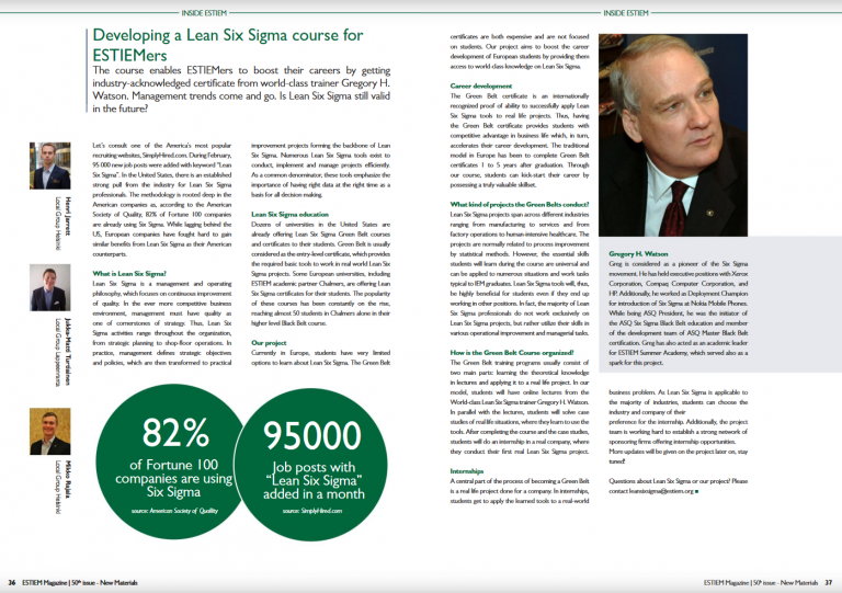 Developing a Lean Six Sigma course for ESTIEMers